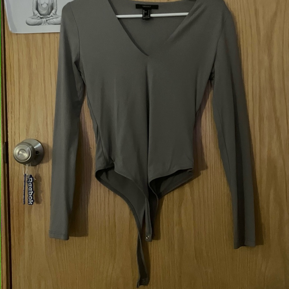 Forever 21 Olive Long Sleeve Bodysuit
